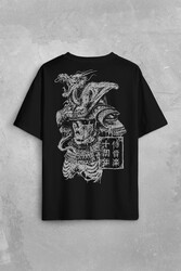 Samurai Japanese Samuray Japonca Street Wear Urban Sırt Ön Baskılı Oversize Tişört Unisex T-Shirt - Thumbnail