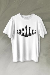 Satranç Zeka Strateji Oyunu Santranç Baskılı Tişört Unisex T-shirt - Thumbnail