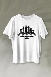 Satranç Zeka Strateji Oyunu Santranç Tahtası Baskılı Tişört Unisex T-shirt - Thumbnail