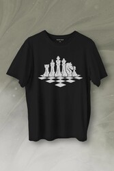 Satranç Zeka Strateji Oyunu Santranç Tahtası Baskılı Tişört Unisex T-Shirt - Thumbnail