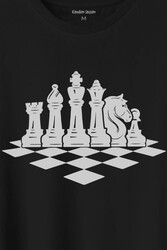 Satranç Zeka Strateji Oyunu Santranç Tahtası Baskılı Tişört Unisex T-Shirt - Thumbnail