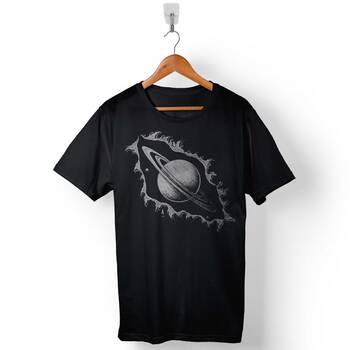 Satürn Halkaları Nasa Uydu Gezegen Uzay Cosmos Baskılı Tişört Unisex T-Shirt