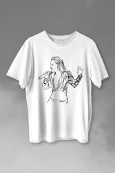 Şebnem Ferah Silüet Çizim Baskılı Tişört Unisex T-shirt - Thumbnail