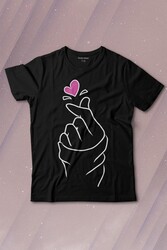 Seni Seviyorum Kore El İşareti Minimal Baskılı Tişört Çocuk T-shirt - Thumbnail