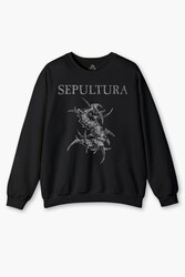 Sepultura Cavalera Metal Rock Music Brazil Müzik Baskılı Sweat Siyah Sweatshirt - Thumbnail