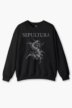 Sepultura Cavalera Metal Rock Music Brazil Müzik Baskılı Sweat Siyah Sweatshirt