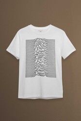 Ses Dalgası Müzik Joy Division Albüm Kapağı Çizgiler Baskılı Tişört Unisex T-shirt - Thumbnail