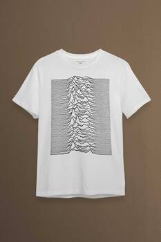 Ses Dalgası Müzik Joy Division Albüm Kapağı Çizgiler Baskılı Tişört Unisex T-shirt