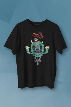 Sevimli Canavar Retro Monster Daft Punk 90lar Baskılı Tişört Unisex T-shirt