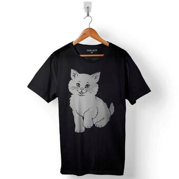 Sevimli Gülen Kedi SMile Cat Baskılı Tişört Unisex T-Shirt