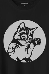 Sevimli Kedi Minik Patili Bıyıklı Cat Minnoş Baskılı Tişört Unisex T-Shirt - Thumbnail