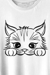 Sevimli Kedi Minik Patili Bıyıklı Cat Minnoş Baskılı Tişört Unisex T-shirt - Thumbnail