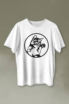 Sevimli Kedi Minik Patili Bıyıklı Cat Minnoş Baskılı Tişört Unisex T-shirt