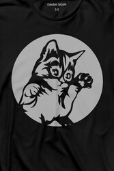 Sevimli Kedi Minik Patili Bıyıklı Cat Minnoş Uzun Kollu Tişört Baskılı T-Shirt - Thumbnail