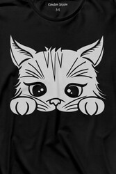 Sevimli Kedi Minik Patili Bıyıklı Cat Minnoş Uzun Kollu Tişört Baskılı T-Shirt - Thumbnail