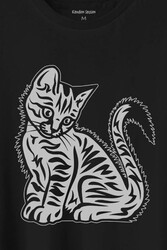 Sevimli Minik Patili Bıyıklı Cat Minnoş Mahçup Üzgün Kedi Baskılı Tişört Unisex T-Shirt - Thumbnail