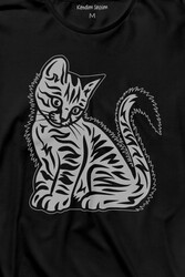 Sevimli Minik Patili Bıyıklı Cat Minnoş Mahçup Üzgün Kedi Uzun Kollu Tişört Baskılı T-Shirt - Thumbnail