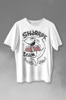 Shark Team Köpek Balığı Boks Fight Dövüşü Baskılı Tişört Unisex T-shirt