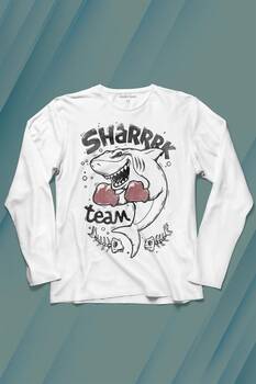 Shark Team Köpek Balığı Boks Fight Dövüşü Uzun Kollu Tişört Baskılı T-Shirt