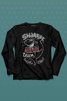 Shark Team Köpek Balığı Boks Fight Dövüşü Uzun Kollu Tişört Baskılı T-Shirt