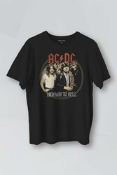 Siyah Baskılı T-shirt AC/DC Angus Malcolm Young Hard Rock AC DC Gitar Guitar Unisex Tişört - Thumbnail