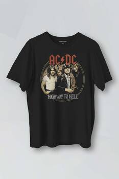 Siyah Baskılı T-shirt AC/DC Angus Malcolm Young Hard Rock AC DC Gitar Guitar Unisex Tişört