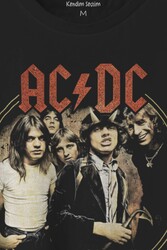 Siyah Baskılı T-shirt AC/DC Angus Malcolm Young Hard Rock AC DC Gitar Guitar Unisex Tişört - Thumbnail