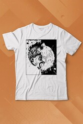 Siyah Beyaz Ying Yang İyilik Kötülük Asil Kurt Bozkurt Baskılı Tişört Çocuk T-shirt - Thumbnail