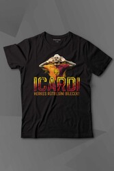 Siyah Çocuk Icardi Sarı Kırmızı Mauro icardi Baskılı Tişört Çocuk T-shirt - Thumbnail