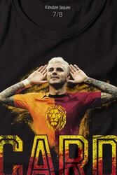 Siyah Çocuk Icardi Sarı Kırmızı Mauro icardi Baskılı Tişört Çocuk T-shirt - Thumbnail