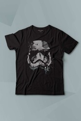 Siyah Çocuk T-shirt Star Wars Mask Gri Baskılı Çocuk Tişört Kısa Kollu - Thumbnail