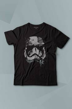 Siyah Çocuk T-shirt Star Wars Mask Gri Baskılı Çocuk Tişört Kısa Kollu