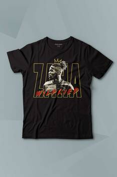 Siyah Çocuk Tişört Zaha Futbol Baskılı Kısa Kollu T-shirt