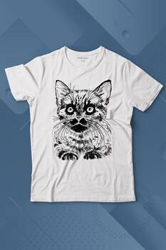 Siyah Kedi Black Cat Çizim Baskılı Tişört Çocuk T-shirt