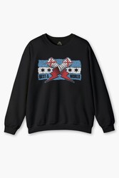 Siyah Sweat Eldiven Blue Flag CM Punk Mavi Bayrak Fitness Spor Sweet Baskılı Sweatshirt - Thumbnail