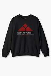 Siyah Sweatshirt Yapay Zeka SkyNet Terminator Artificial Intelligence AI Baskılı Sweat - Thumbnail