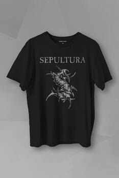 Siyah T-shirt Sepultura Cavalera Metal Rock Music Brazil Müzik Baskılı Tişört