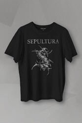 Siyah T-shirt Sepultura Cavalera Metal Rock Music Brazil Müzik Baskılı Tişört - Thumbnail