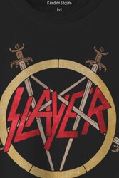 Siyah T-shirt Slayer Metal Music Guitar Gitar Baskılı Unisex Tişört - Thumbnail