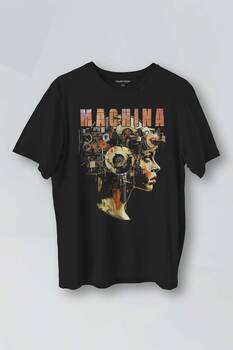 Siyah Tişört Machina Yapay Zeka AI Computer Baskılı Unisex T-shirt