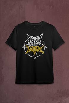 Siyah Unisex Aggretsuko Agresif Retsuko Gotik Japon Anime Manga Metal Gothic Baskılı T-shirt