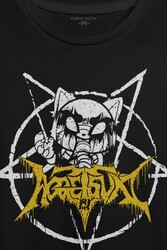 Siyah Unisex Aggretsuko Agresif Retsuko Gotik Japon Anime Manga Metal Gothic Baskılı T-shirt - Thumbnail