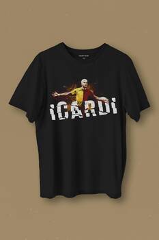 Siyah Unisex Icardi Kırmızı Mauro icardi Baskılı Tişört Unisex T-shirt