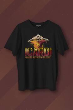 Siyah Unisex Icardi Kırmızı Mauro icardi Baskılı Tişört Unisex T-shirt