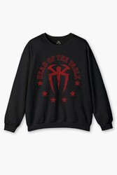 Siyah Unisex Sweatshirt Head Of The Table Roman Reigns Spor Gym Siyah Baskılı Sweat - Thumbnail