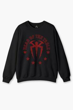 Siyah Unisex Sweatshirt Head Of The Table Roman Reigns Spor Gym Siyah Baskılı Sweat