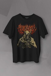 Siyah Unisex T-shirt Cavalera Metal Music Sepultra Guitar Drum Rock Sepultura Gitar Baskılı Tişört - Thumbnail