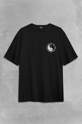 Siyah Ve Beyaz Ying Yang Pokemon Minimal Sırt Ön Baskılı Oversize Tişört Unisex T-Shirt - Thumbnail