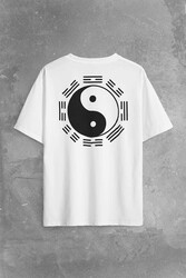 Siyah Ve Beyaz Ying Yang Pokemon Minimal Sırt Ön Baskılı Oversize Tişört Unisex T-Shirt - Thumbnail