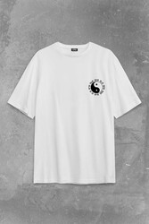 Siyah Ve Beyaz Ying Yang Pokemon Minimal Sırt Ön Baskılı Oversize Tişört Unisex T-Shirt - Thumbnail